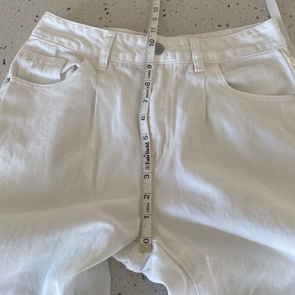SHEIN White High Waisted Jeans Wide Leg Cotton Raw Hem Women’s Size Petite S EUC - Picture 5 of 9